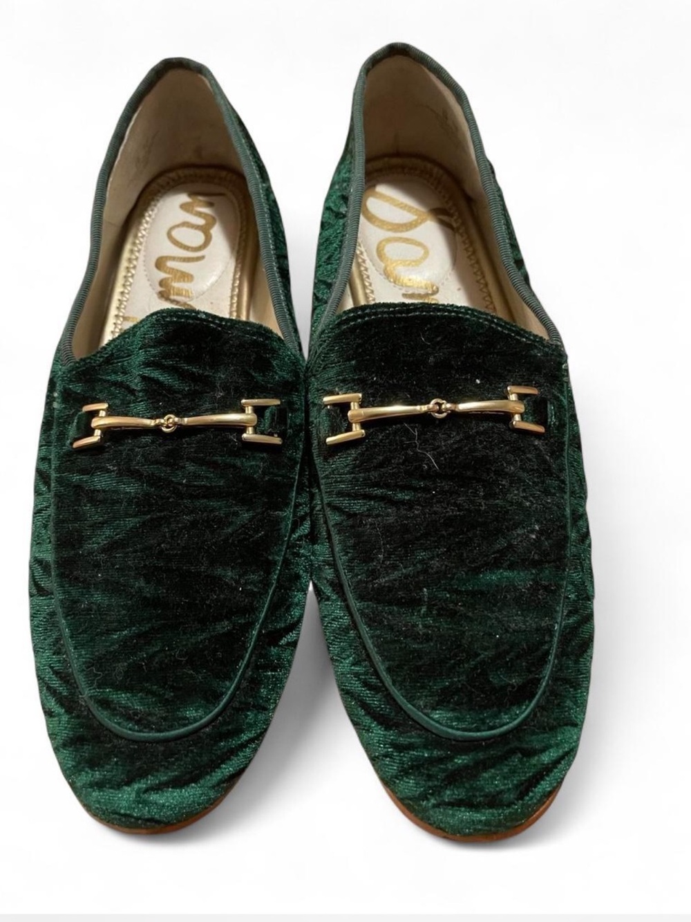 Sam Edelman Loraine Bit Loafers Emerald Green Velvet Flats Shoes Size 8